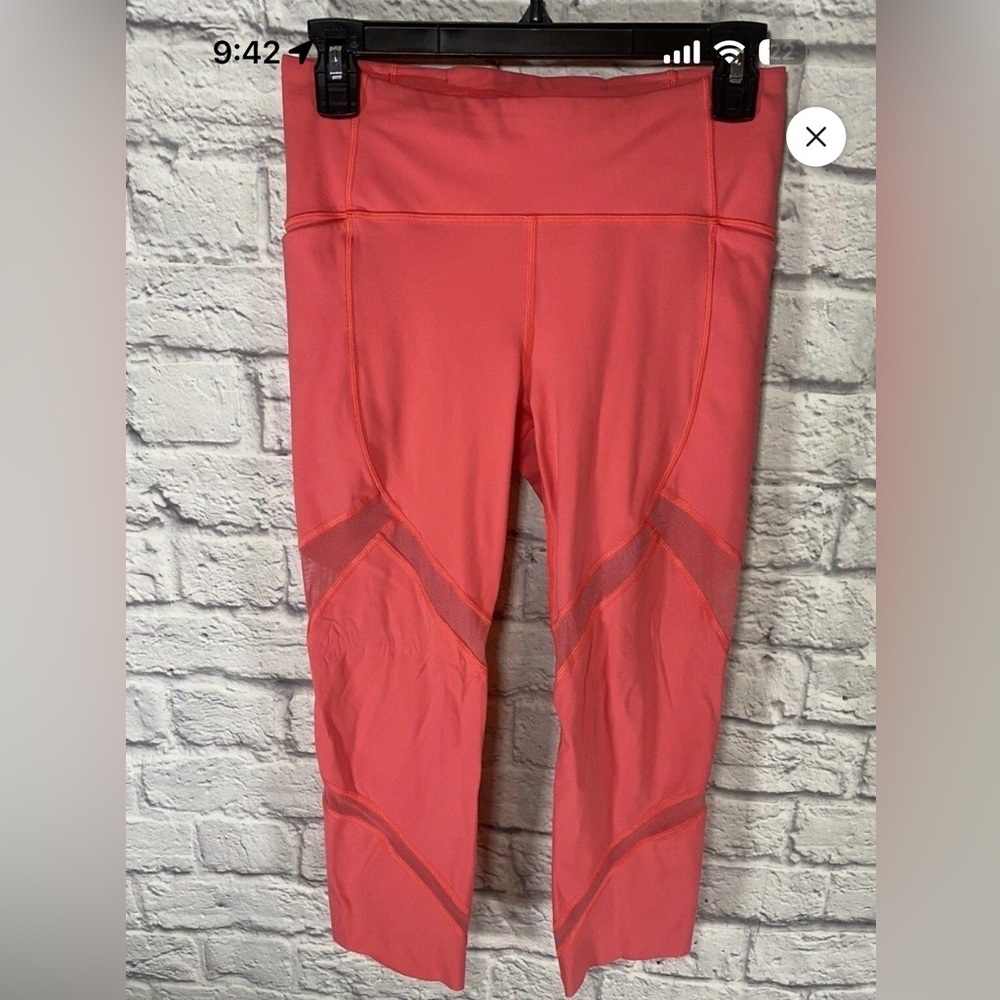Lululemon On Pace Crop 21” Leggings Nulux Coral Pink Size 6